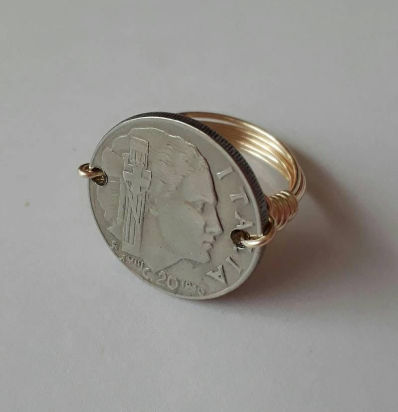Italien 20 Centimes Draht Gewickelt Ring Italien 20 Centimes Draht Gewickelt Ring von CoinCutters