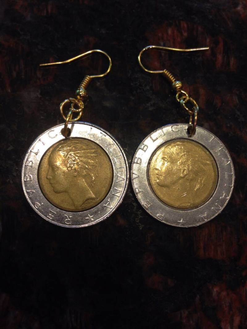 Italien 500 Lira Münze Ohrringe. Bimetall, Zweitonig von CoinCutters