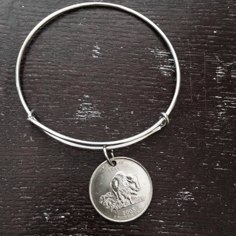Kansas State Quarter Erweiterbare Draht Armreif von CoinCutters
