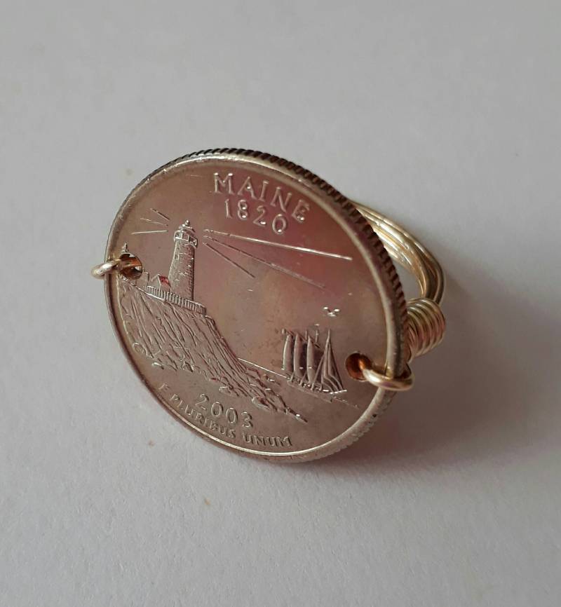 Maine State Viertel Draht Gewickelt Ring von CoinCutters