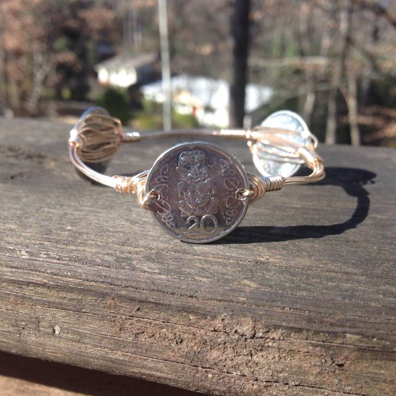 Neuseeland 20 Cent Bourbons Und Boweties Stil Draht Gewickelt Armreif von CoinCutters