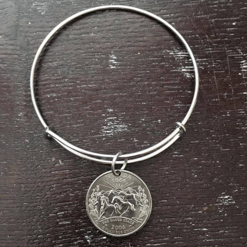 Nevada State Quarter Erweiterbare Draht Armreif von CoinCutters