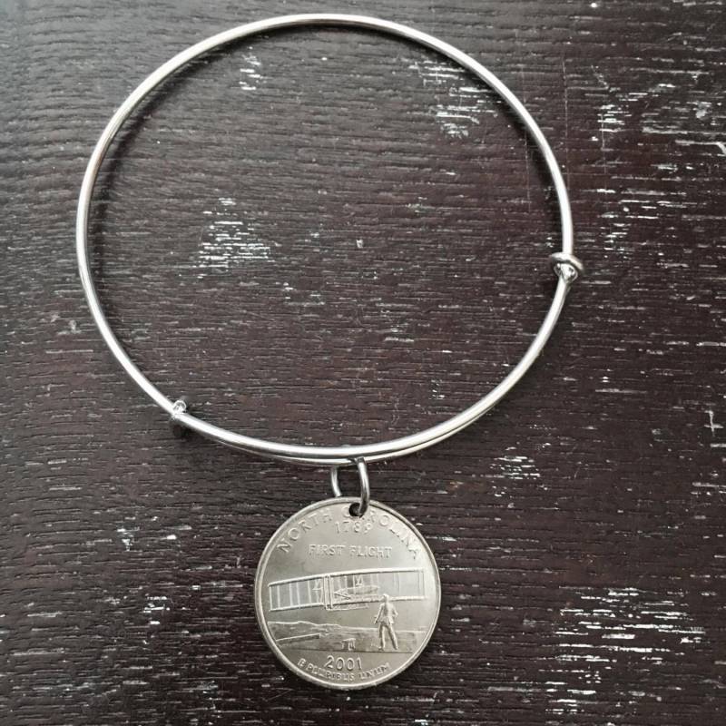 North Caroline State Quarter Erweiterbare Draht Armreif von CoinCutters