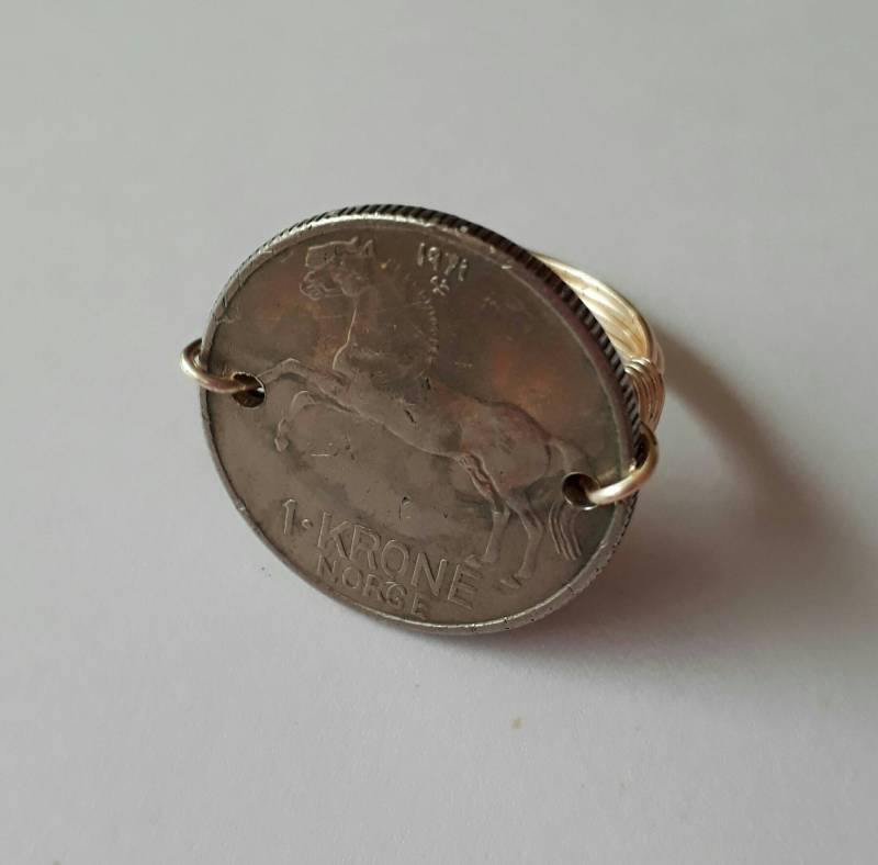 Norwegen 1 Krone Draht Gewickelt Ring von CoinCutters