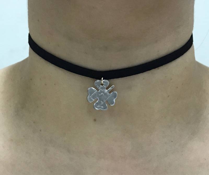 Schwarzer Samt Halsband Mit Irland 4 Blatt Klee Geschnitten Münze von CoinCutters