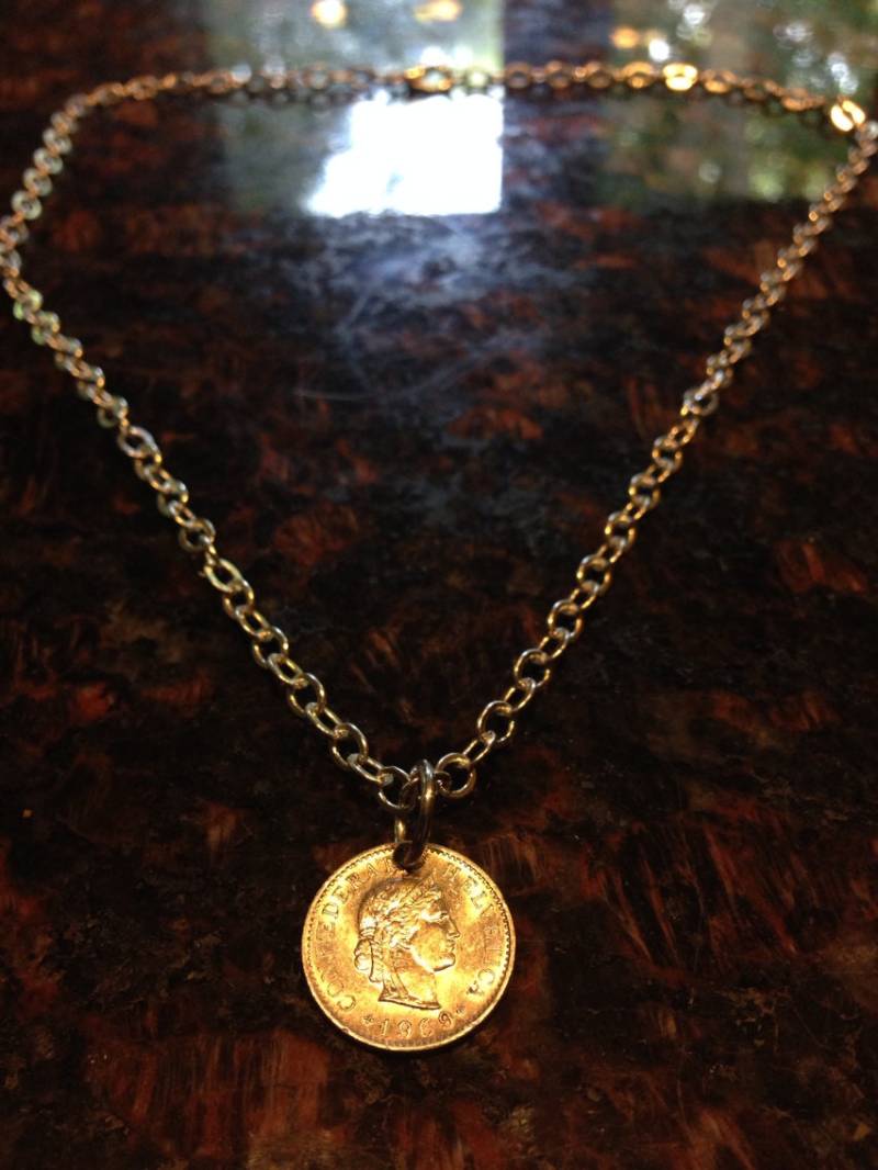 Schweizer 5 Rappen Münze Halskette von CoinCutters
