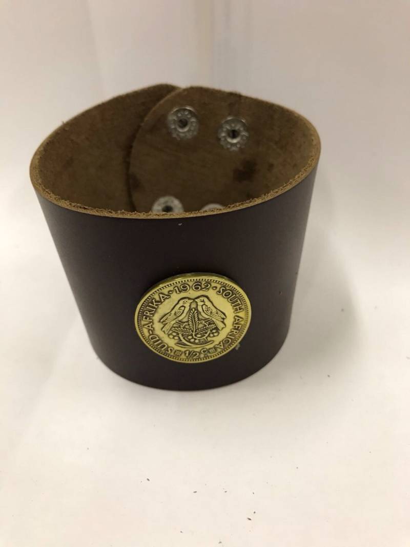 Südafrika 1/2 Penny Leder Manschette Münze Armband von CoinCutters