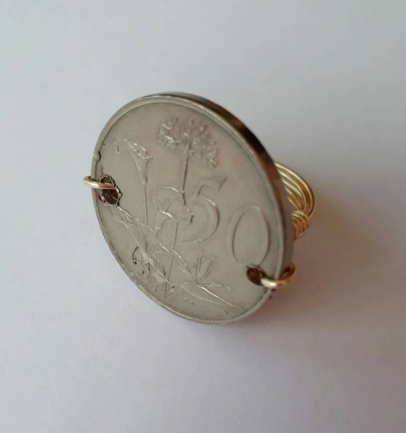 Südafrika 50 Cent Draht Gewickelt Ring von CoinCutters