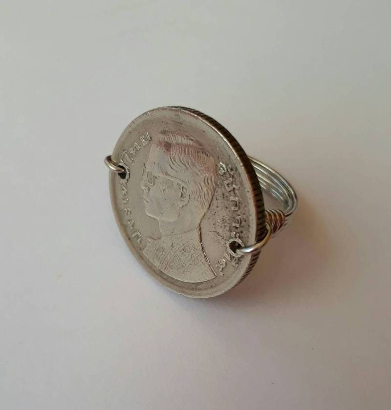 Thailand 1 Baht Große Serie Münze Draht Gewickelt Ring von CoinCutters