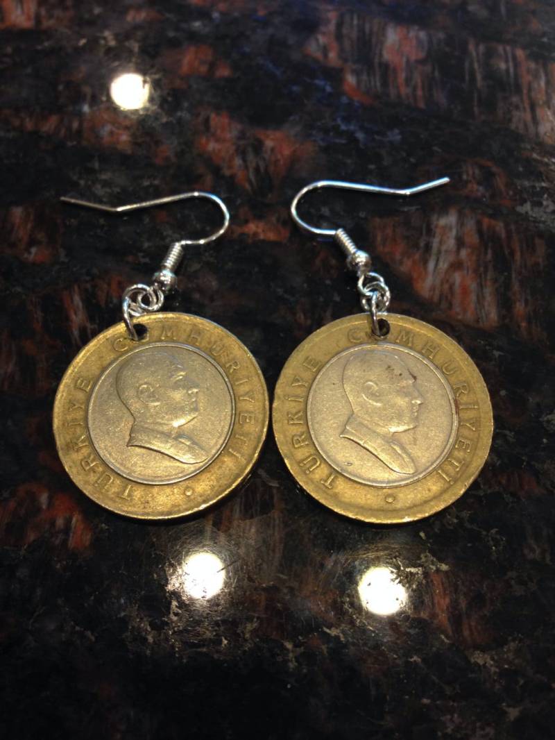 Türkei 50 Kurus Münze Ohrringe. Bimetall, Zweitonig von CoinCutters