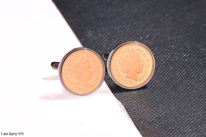 21ste Geburtstag 2004 Echte One Penny Münze Manschettenknöpfe - Wählen Sie Ihre Metall Farbköpfe & Köpfe von CoinGiftShop