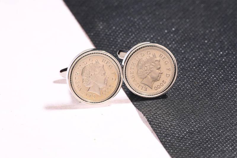 25 Geburtstag 2000 Echte Fünf Pence Münze Manschettenknöpfe-Köpfe & Köpfe von CoinGiftShop