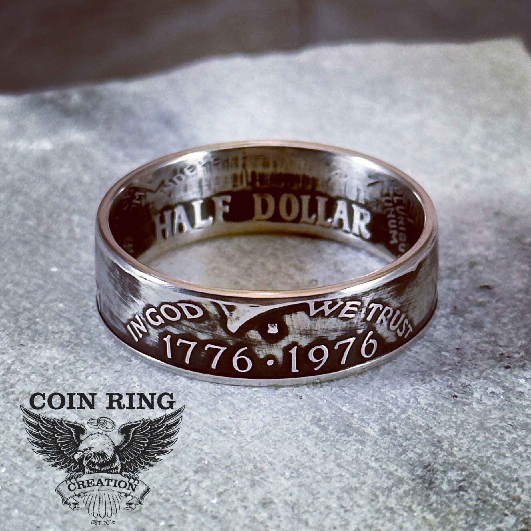 1964 Bis 2018 Silber Halber Dollar Münzring - Wählen Sie Ihr Jahr 50 Cent John F. Phonering Schmuck von CoinRingCreation
