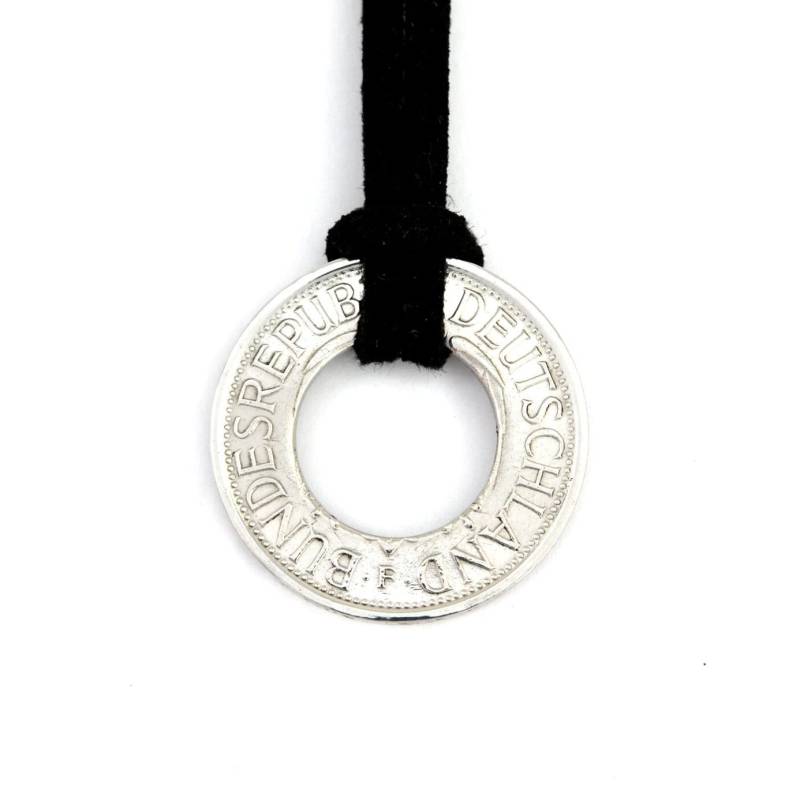 Halskette Münze/ Rund/Kette Lederband 1 D-Mark Deutschland Brd Upcycled Münze Schmuck von CoinRingFactorySaar