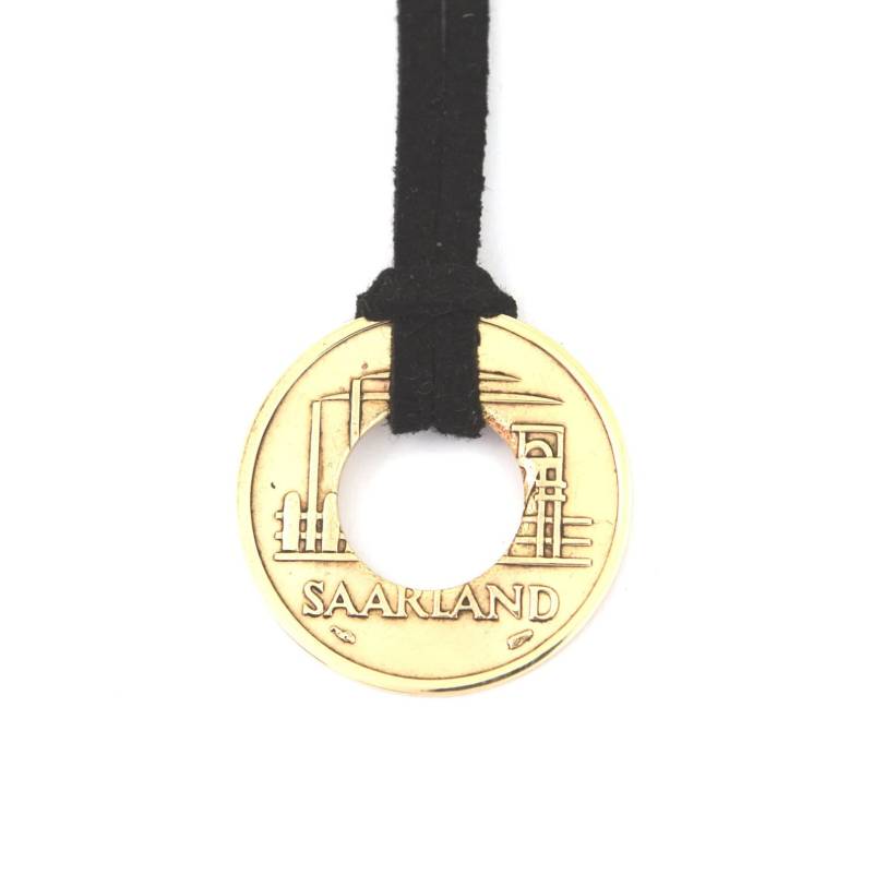 Halskette Münze/ Rund/Kette Lederband 20 Franken Saarland Upcycled Münze Schmuck von CoinRingFactorySaar