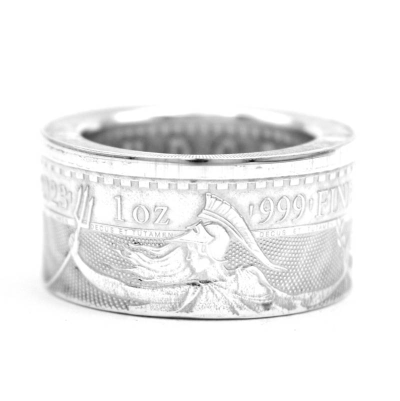 Münzring Coin Ring Gb 2 Pfund Britannia 999Er Silber 1 Unze Größe 9 - 15 Handgemacht Ring Münze von CoinRingFactorySaar