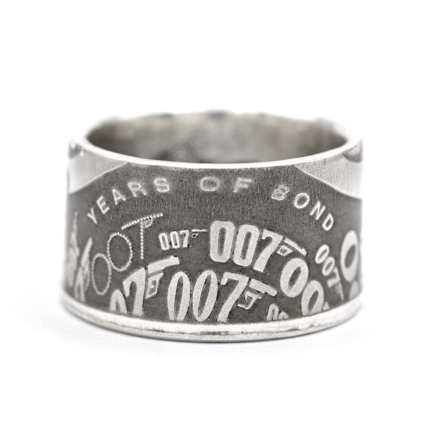 Münzring Coin Ring Tuvalu 1 Dollar Motiv "James Bond" 999Er Silber Unze Größe 9 - 15 Handgemacht Ring Münze von CoinRingFactorySaar