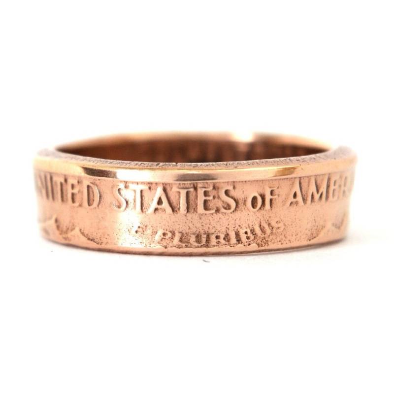 Münzring Coin Ring Usa 1 Cent Größe 1/2 - 7 Handgemacht Ring Münze Schmuck von CoinRingFactorySaar