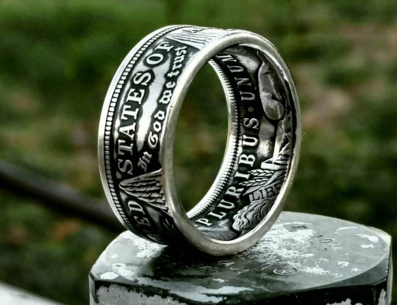 Handgefertigter Ring - Morgan Silberdollar Münzring Ehering Münzschmuck von CoinRingNC