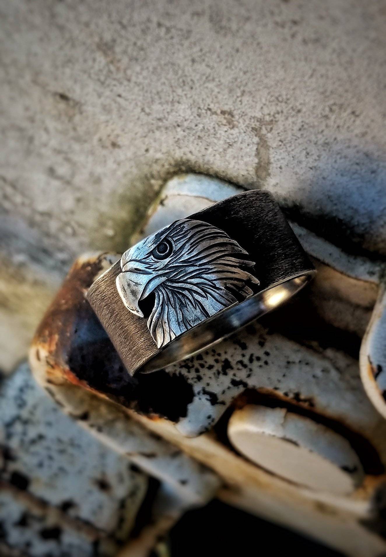 Kostenlose Versand - Münzenring Adler Ring Ehering Münze Schmuck Custom Ringe Hobo Nickel Biker Silber Ring von CoinRingNC