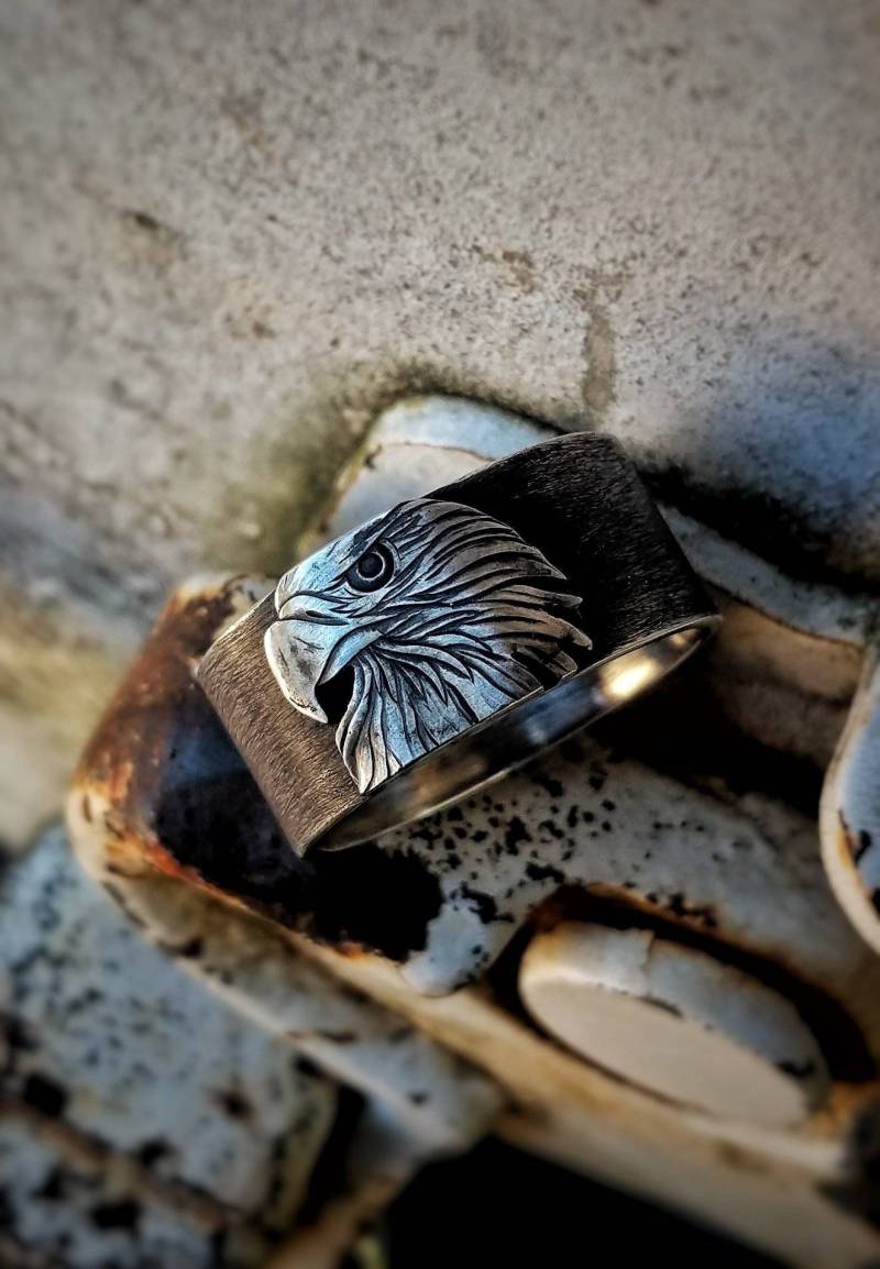 Kostenlose Versand - Münzenring Adler Ring Ehering Münze Schmuck Custom Ringe Hobo Nickel Biker Silber Ring von CoinRingNC