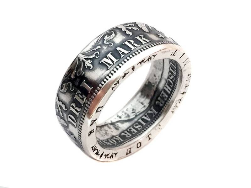 Drei Mark Ring - Deutsches Reich Silber 3 Deutschland Preußen Vip Münzring Luxus Schmuck von CoinRingsStudio