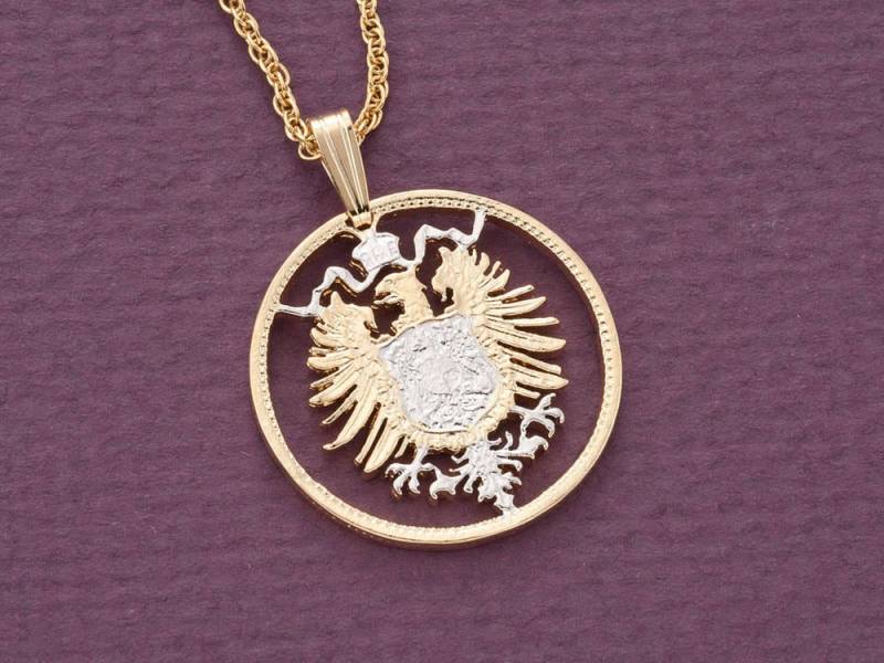 Anhänger Deutschland Adler, 14K Gold, Rhodiniert von Coinjewelry