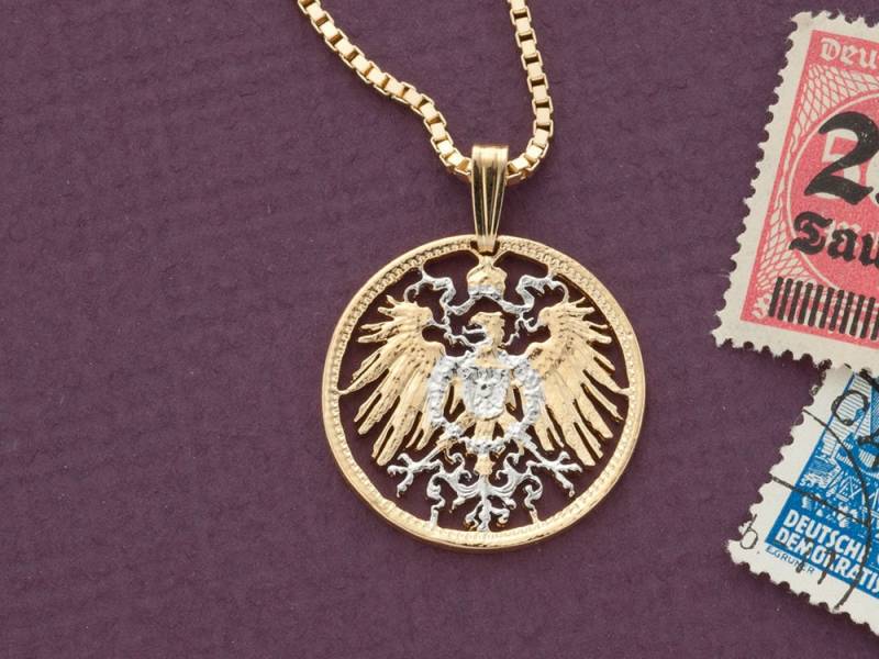 Anhänger Deutschland Adler, 14K Gold, Rhodiniert von Coinjewelry
