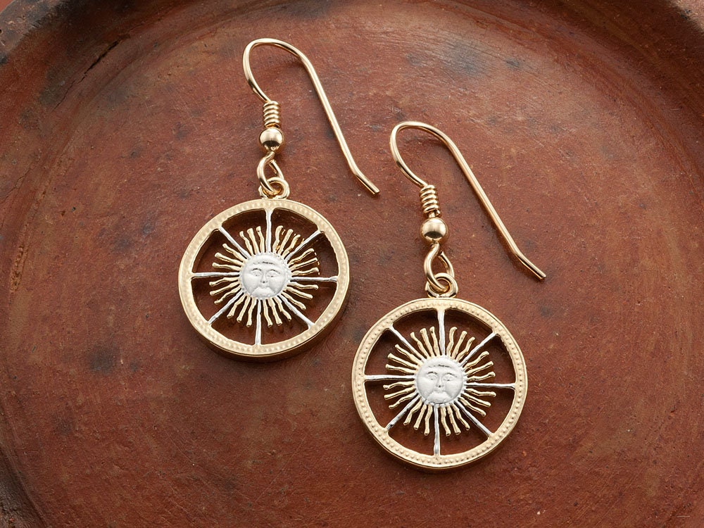 Argentina Sun Face Ohrringe, Hand Geschnittene Münze, 5/8" Im Durchmesser, | #593Be Argentina Sun Face Ohrringe, Hand Geschnittene Münze, 5/8" Im Durchmesser, | #593Be von Coinjewelry