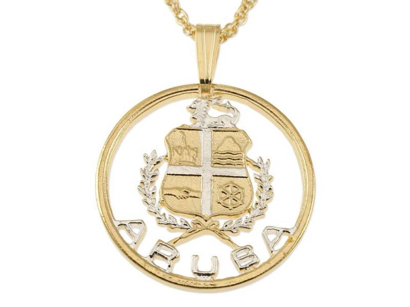 Aruba Anhänger, Handgeschnittene Münze Aus Der Collectors Ausgabe, 1 "Durchmesser | # R 809 von Coinjewelry