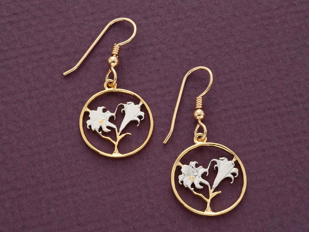 Bermuda Osterlilie Münzohrringe 14K Gold & Rhodium Plated Bermuda Osterlilie Münzohrringe 14K Gold & Rhodium Plated von Coinjewelry