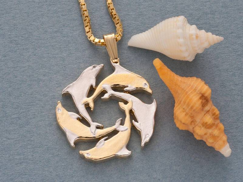 Delfin Anhänger & Halskette, Gibraltar Münze, | #x 123 von Coinjewelry