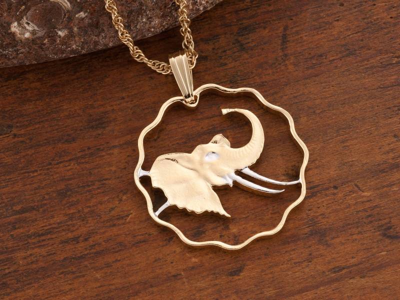 Elefanten Anhänger & Halskette, Swasiland Münze, | #r 291 von Coinjewelry