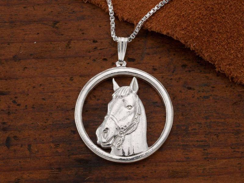 Halskette Mit Pferdemotiv Aus 925Er Silber Vintage Schmuck von Coinjewelry