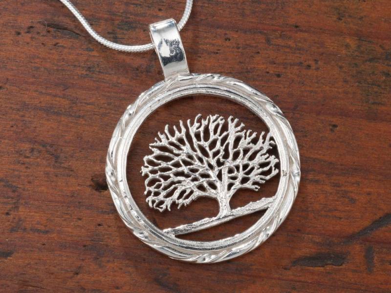 Hand Geschnitten Sterling Silber Baum Des Lebens Anhänger - Conneticut Quarter von Coinjewelry