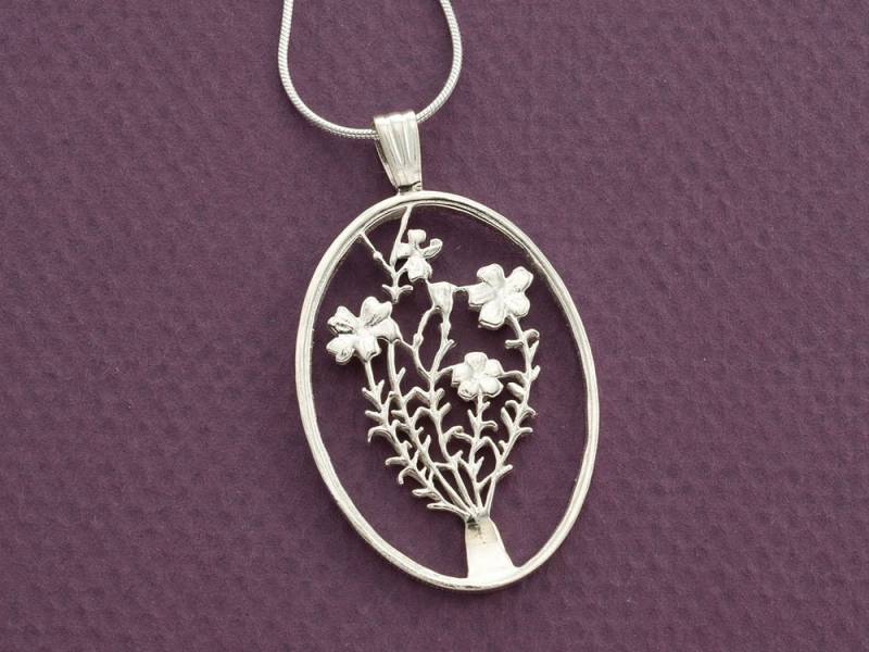 Hand Geschnitten Sterling Silber Blume Münze Anhänger - Blumen Schmuck von Coinjewelry
