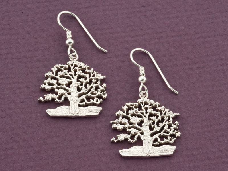 Handgeschnittene Sterlingsilber Baum Des Lebens Ohrringe Fao Niue Coin von Coinjewelry