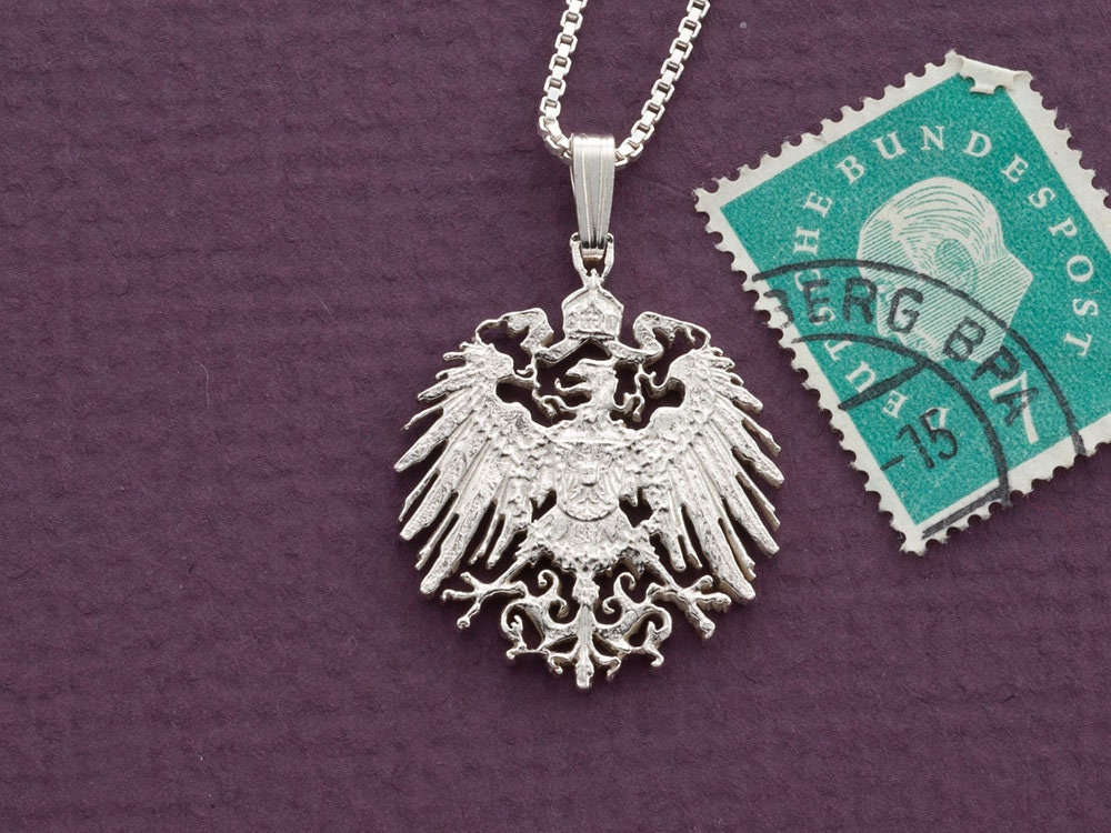 "Handgeschnittener "Deutscher Adler"-Anhänger Aus Sterlingsilber, 1880Er Jahre" "Handgeschnittener "Deutscher Adler"-Anhänger Aus Sterlingsilber, 1880Er Jahre" von Coinjewelry