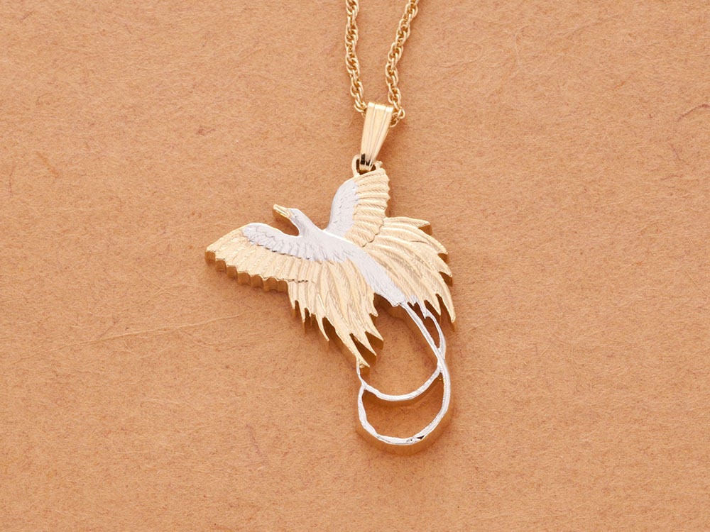 Paradiesvogel Anhänger, Neu-Guinea Münze Handgeschnitten, 1 1/4 "Durchmesser, | #r 249 Paradiesvogel Anhänger, Neu-Guinea Münze Handgeschnitten, 1 1/4 "Durchmesser, | #r 249 von Coinjewelry