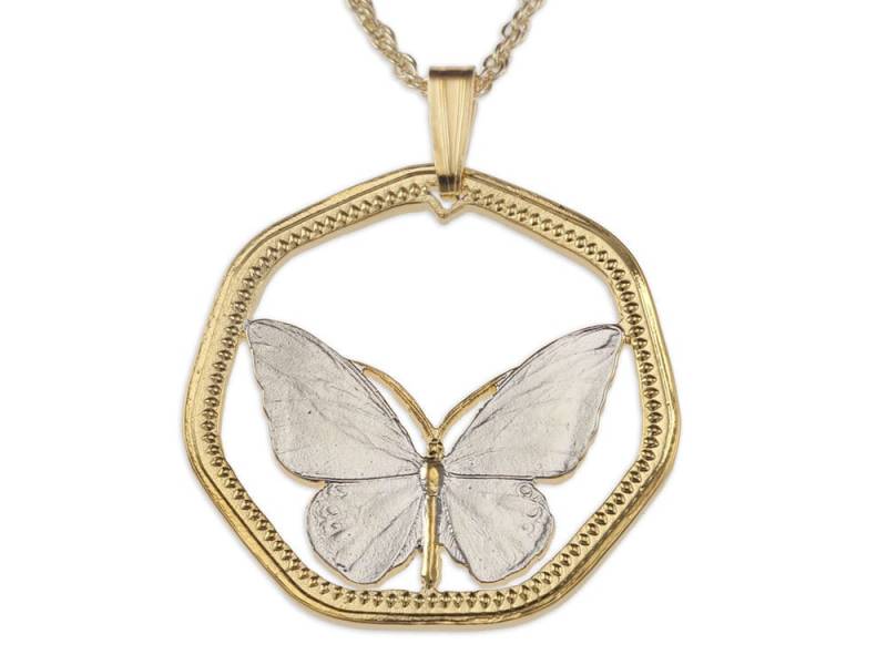 Schmetterling Anhänger & Halskette, Neu-Guinea 100 Kina Münze | #r 811 von Coinjewelry