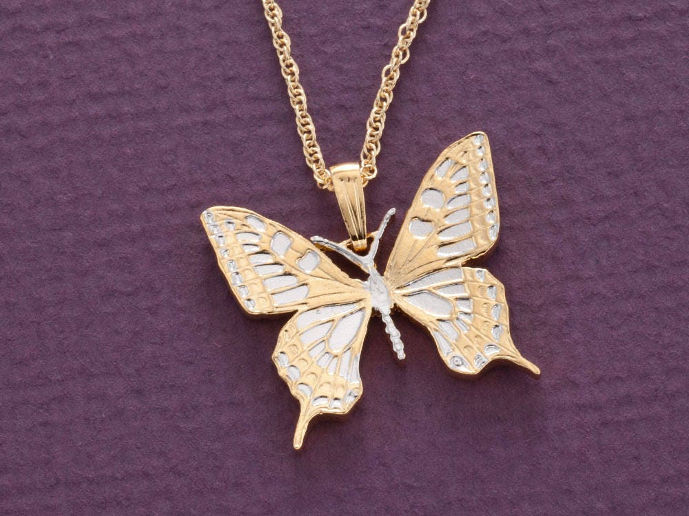 Schmetterling Münze Anhänger Slowakei 500 Koruna, 14K Gold & Rhodiniert Schmetterling Münze Anhänger Slowakei 500 Koruna, 14K Gold & Rhodiniert von Coinjewelry