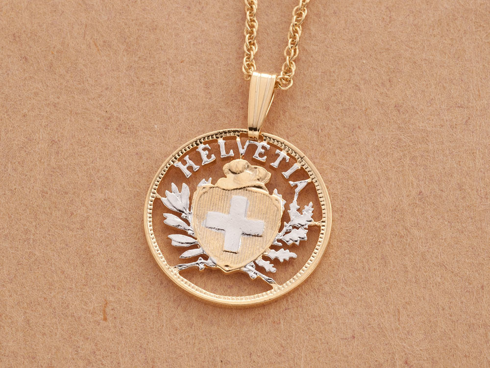 Schweiz Anhänger, Zwei Rappen Münze Handgeschnitten, 3/4 ", | #r 292 von Coinjewelry