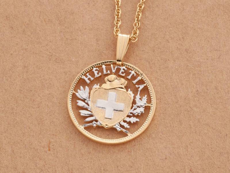 Schweiz Anhänger, Zwei Rappen Münze Handgeschnitten, 3/4 ", | #r 292 von Coinjewelry