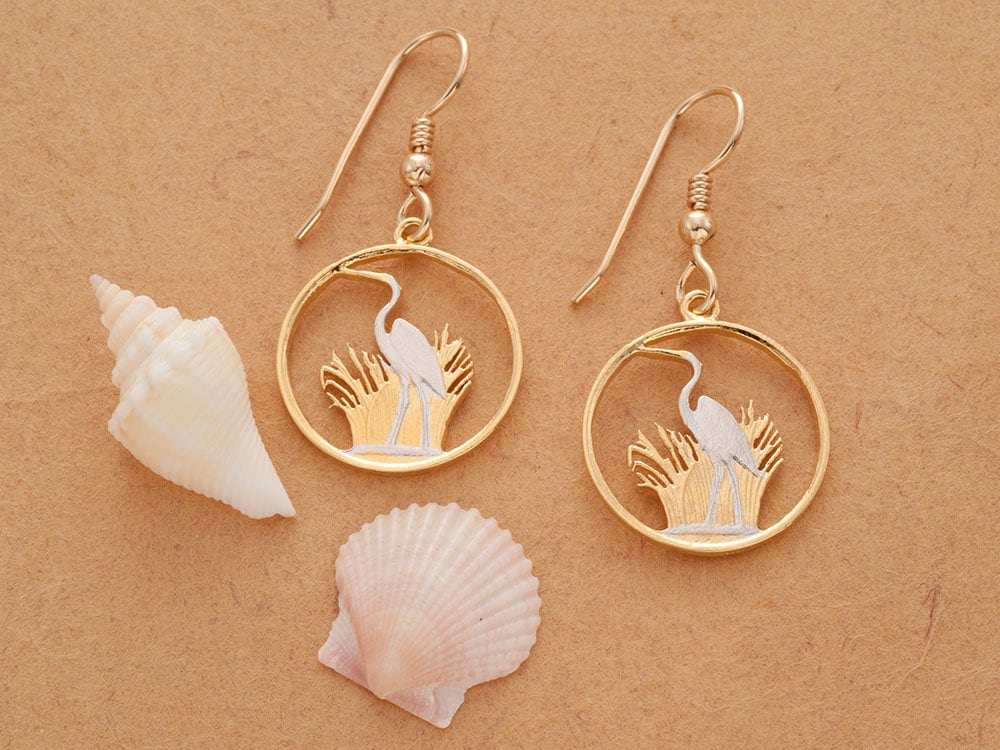 Tolle Weiße Reiher Ohrringe, 14 Karat Gold Und Rhodiniert, K Filled Durchmesser K, | #231E Tolle Weiße Reiher Ohrringe, 14 Karat Gold Und Rhodiniert, K Filled Durchmesser K, | #231E von Coinjewelry