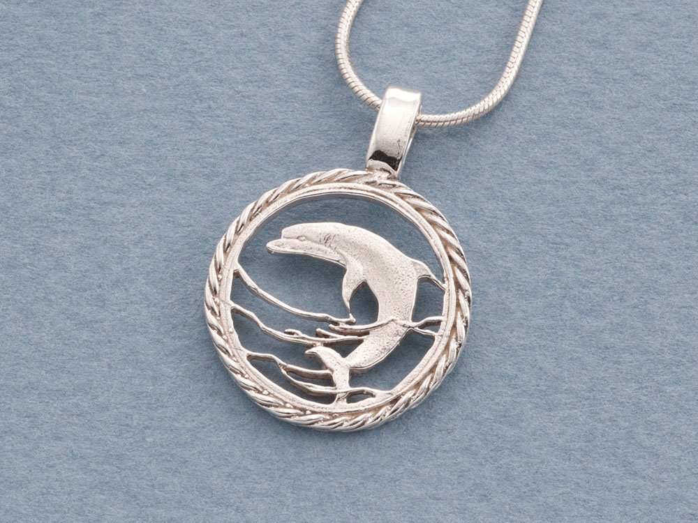 sterling Silber Delfin Anhänger, Seeleben Schmuck, 1" Durchmesser, | #k 893S sterling Silber Delfin Anhänger, Seeleben Schmuck, 1" Durchmesser, | #k 893S von Coinjewelry