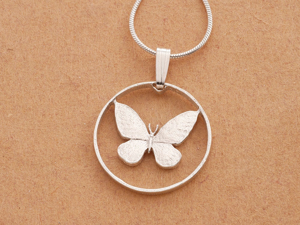 sterling Silber Schmetterling Anhänger, Handgeschnittene Schmetterlingsmünze Aus Den Philippinen, 1, 9 cm Durchmesser, | # K 251S sterling Silber Schmetterling Anhänger, Handgeschnittene Schmetterlingsmünze Aus Den Philippinen, 1, 9 cm Durchmesser, | # K 251S von Coinjewelry