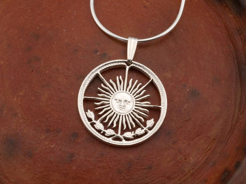 sterling Silber Sonnen Gesicht Anhänger Argentinien Münzschmuck von Coinjewelry