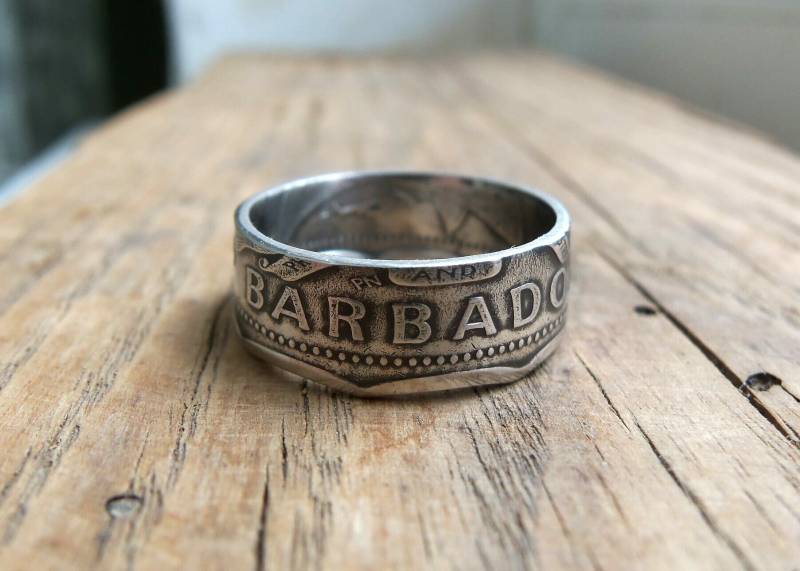 Barbados Ein-Dollar-Münzring - Ring Aus Barbados-Münze Barbados-Münzring Handgefertigte Ringe Münzen Barbados Ein-Dollar-Münzring - Ring Aus Barbados-Münze Barbados-Münzring Handgefertigte Ringe Münzen von CoinringUkraine