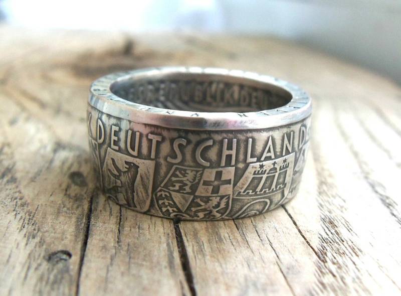 Deutscher Münzring Aus Silber - 10 Mark 1989 Bundesrepublik Deutschland Handgefertigte Ringe Münzen Schmuck Deutscher Münzring Aus Silber - 10 Mark 1989 Bundesrepublik Deutschland Handgefertigte Ringe Münzen Schmuck von CoinringUkraine