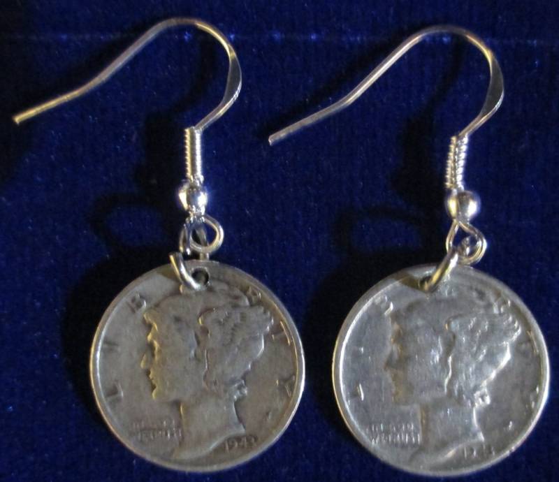 Merkur Dime | 900 Silber Ohrringe Mit 925 Sterling Silber Ohrhänger Haken Coil Ohrhaken & Geschenktüte von CoinsCharm